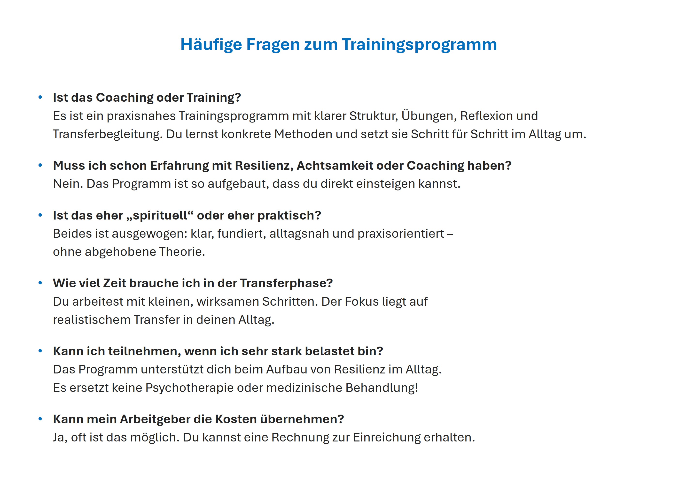 Trainingsprogramm Bild 8